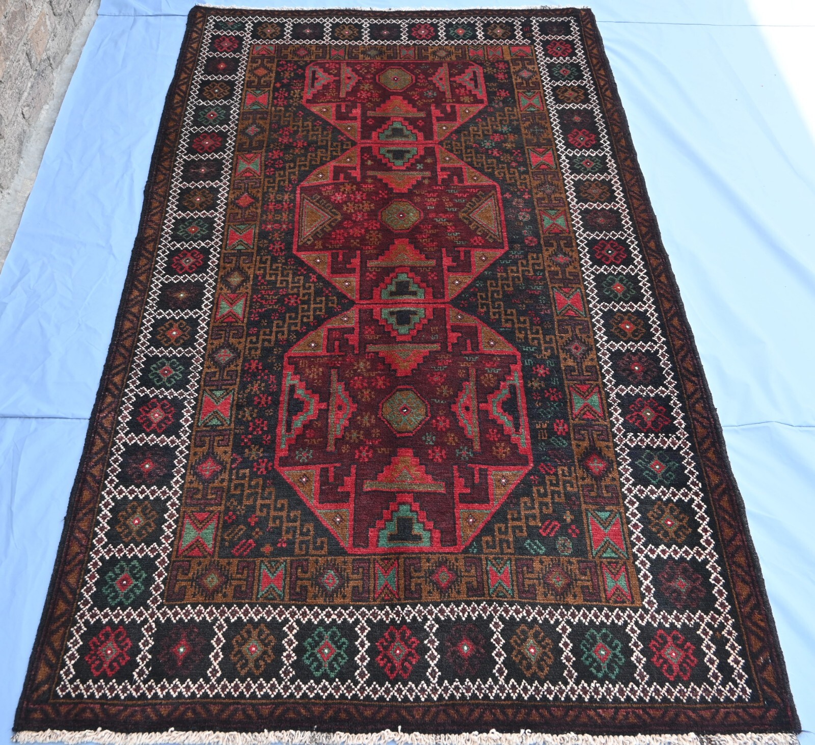 Afghan Baluchi Handmade Rug. Unique Vintage Rug.