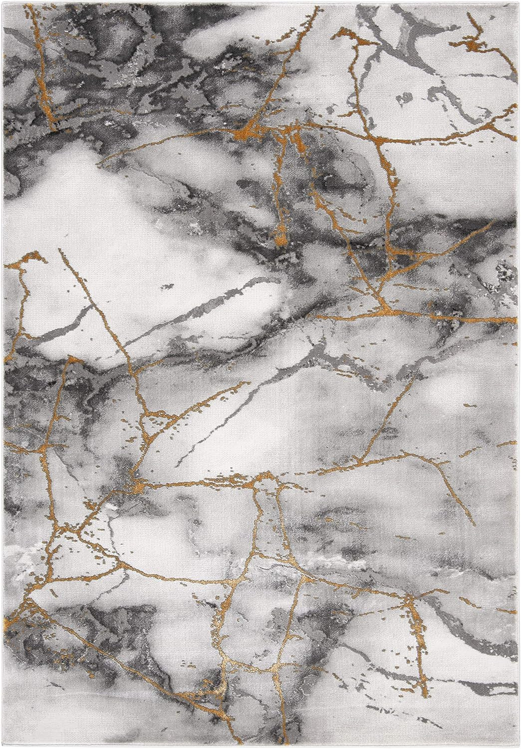 Craft Collection Area Rug – 6’7″ X 9′, Grey & Gold, Modern Abstract Design, Non-