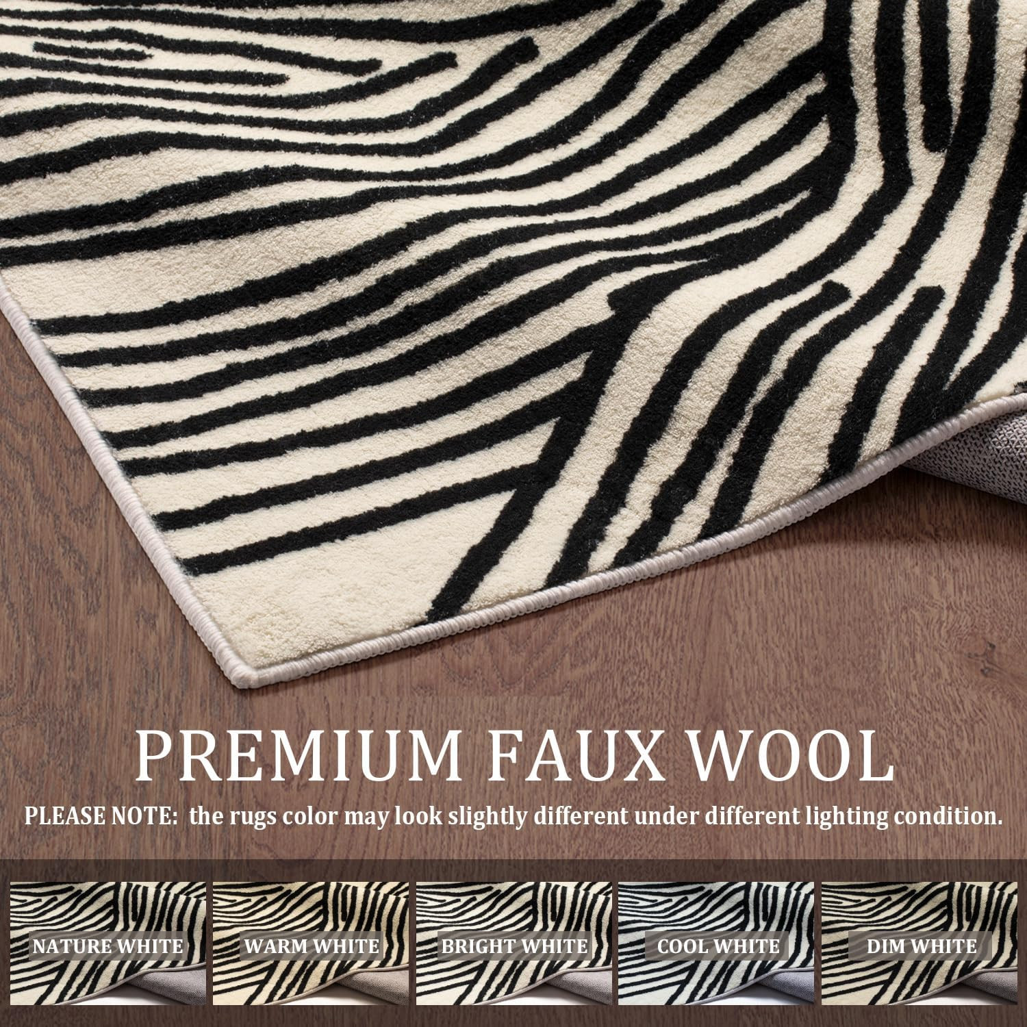 Modern 5×8 Ft Non-Shedding Washable Striped Area Rug – Black & White