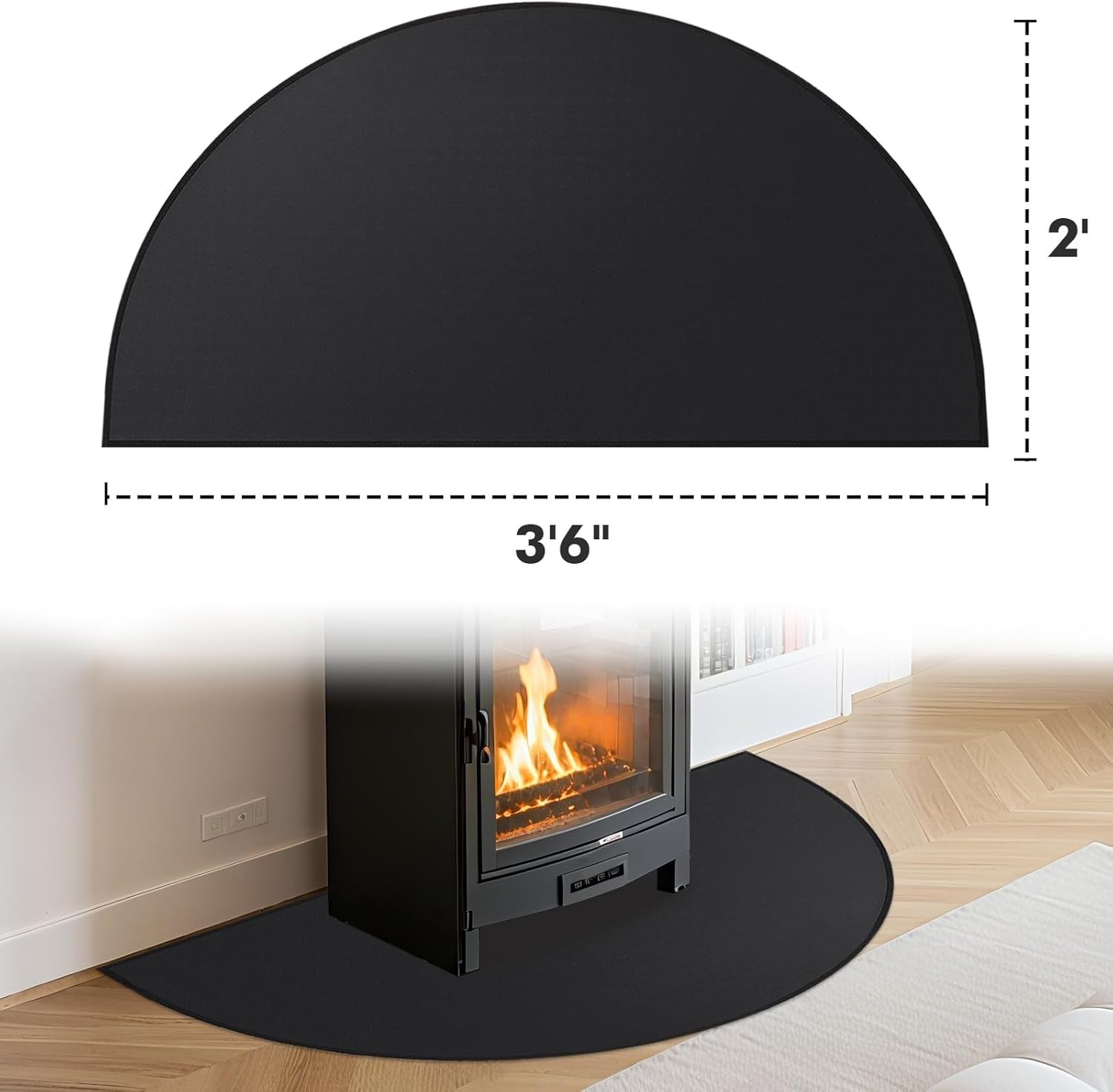 Fireplace Rug Fireproof Hearth Mat Indoor Outdoor Shield 42×24 Inch