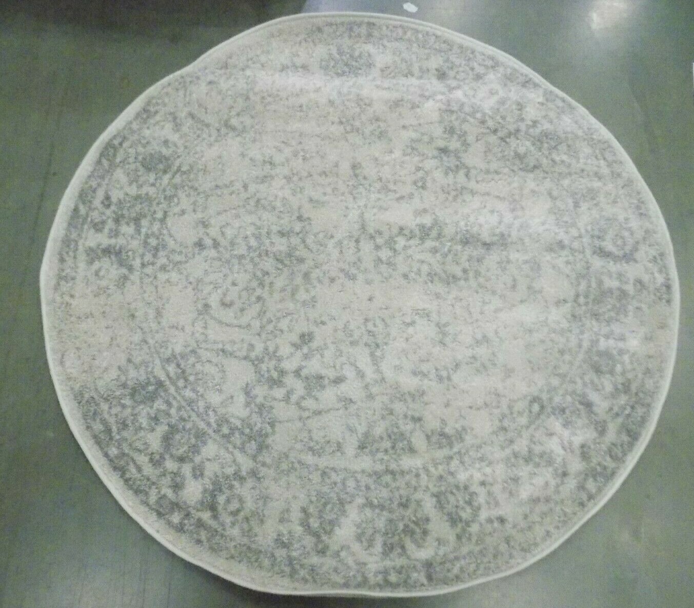 IVORY / SILVER 4′ X 4′ Round Stained Rug, Reduced Price 1172597891 ADR109C-4R