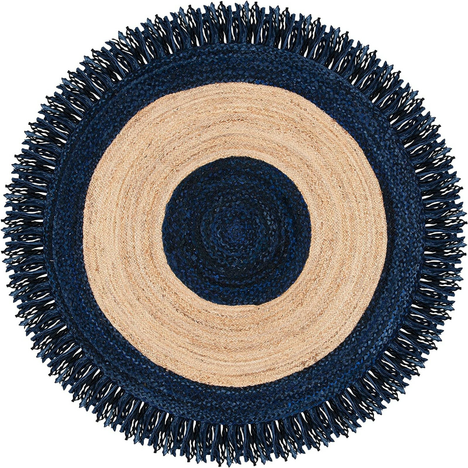 Rug 100% Natural Jute & Cotton Braided Style Carpet Reversible Modern Living Rug