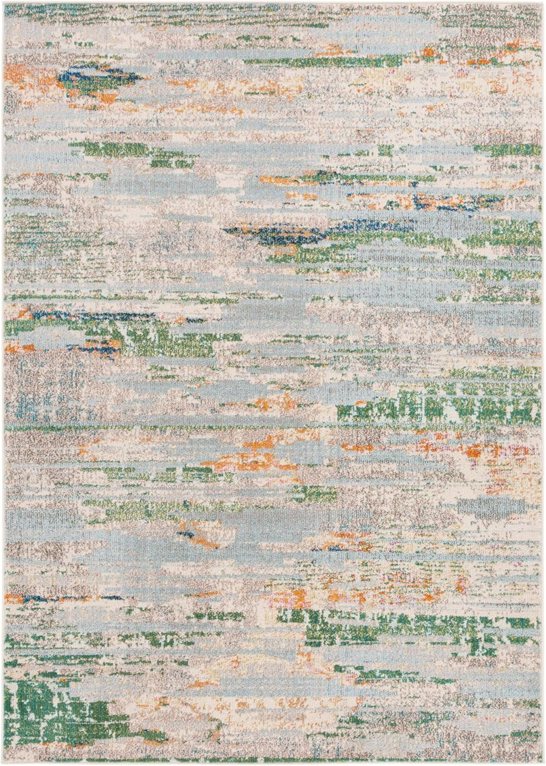 Madision 6′ x 9′ Boho Area Rug – Green & Blue, Non-Shedding, Easy Care