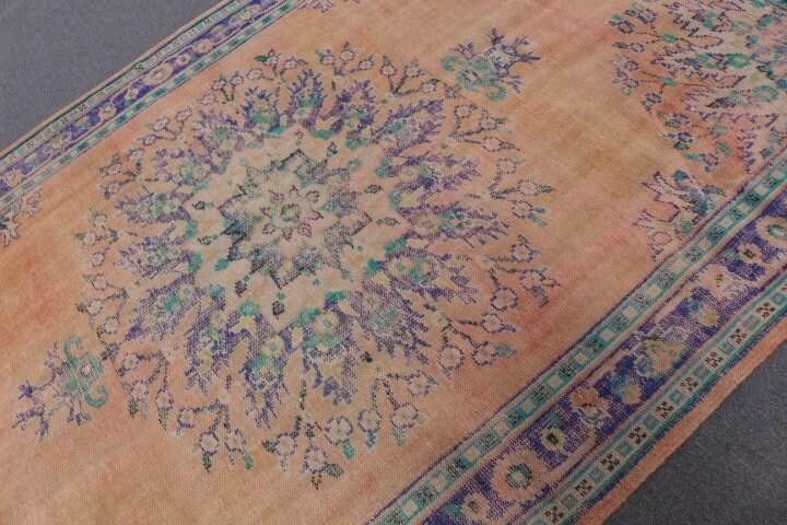 Turkish Large Rug 6,6×10,2 ft, Vintage Blue Abstract Wool Rug