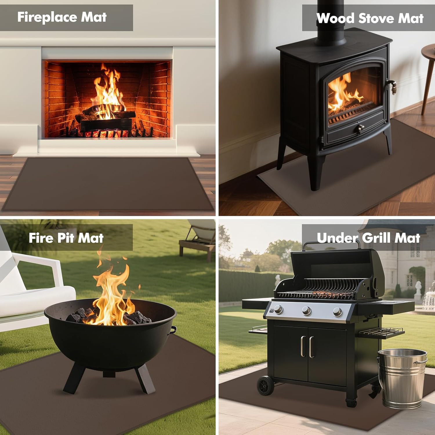 Hearth Rugs for Fireplaces Fire Resistant, 48 X 28 X 0.04 Inch Fireproof Firepla