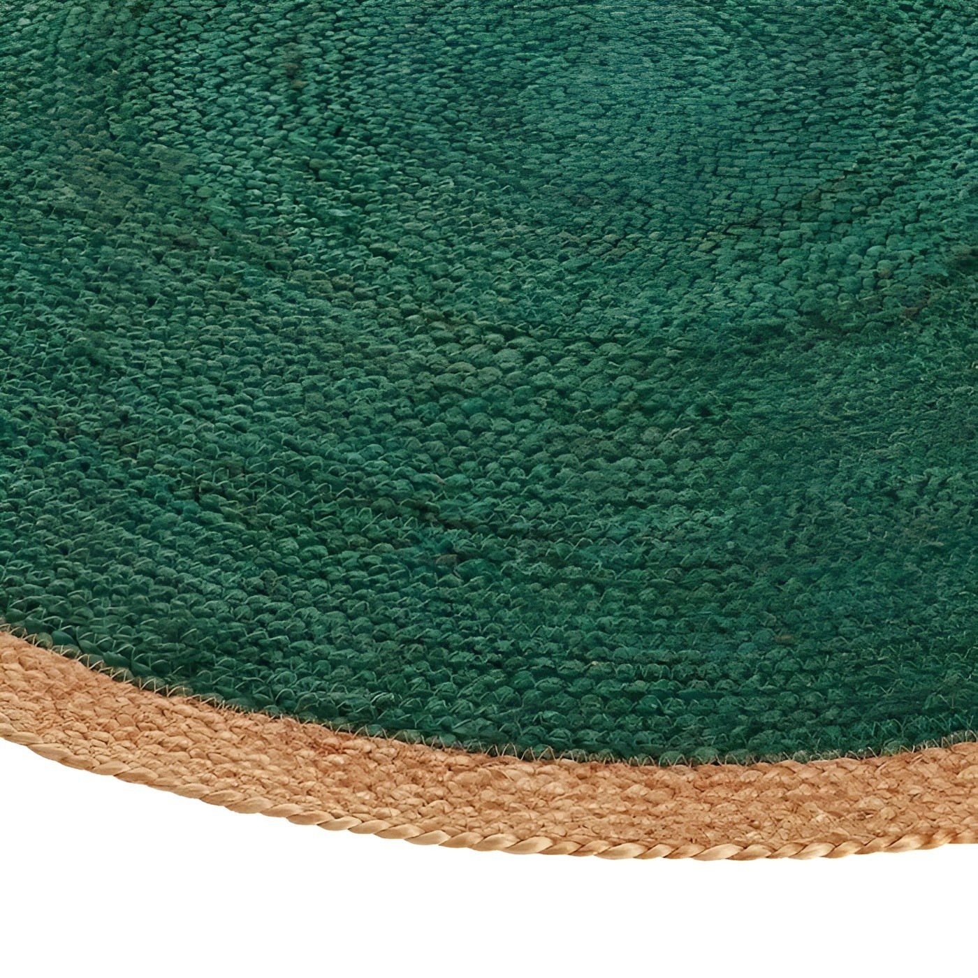 Round Jute Braided Reversible Rug Green Color Modern Farmhouse Floor Carpet Mat