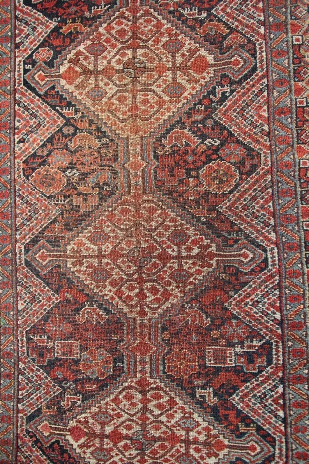 3×10 Rare Antique Handmade Wool Runner Red Tribal Geometric Shabby Chic Rug