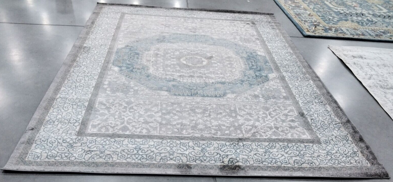 LIGHT GREY / BLUE 8′ X 10′ Stained Rug, Reduced Price 1172729812 SOF365A-810