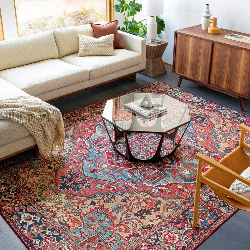 9 Ft Vintage Medallion Area Rug Classic Red Blue Living Room Decor Carpet Accent