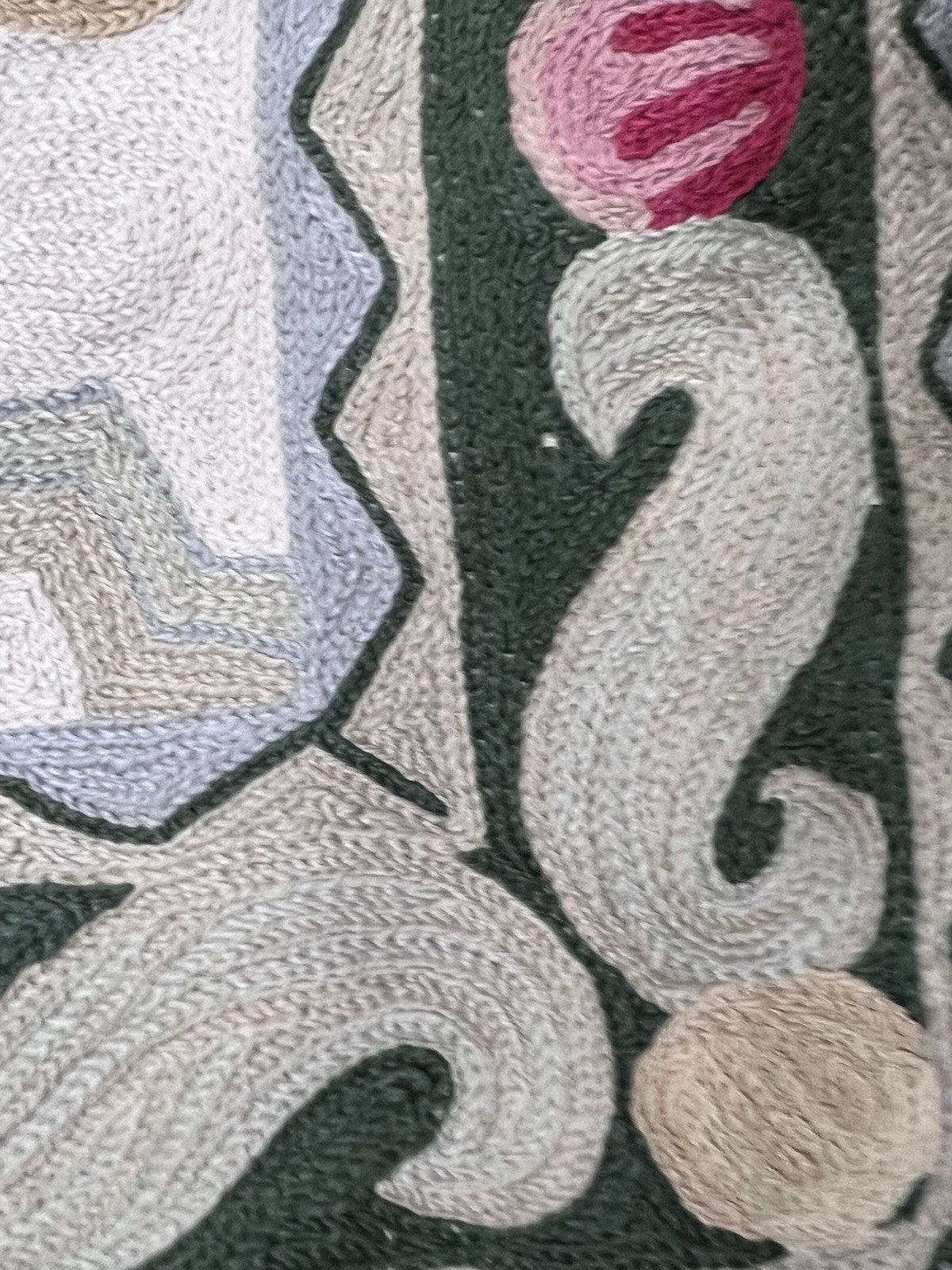VTG Floral Needle Point Chain Stitch Rug Area Rug India Art Deco 4.7′ x 2.8′