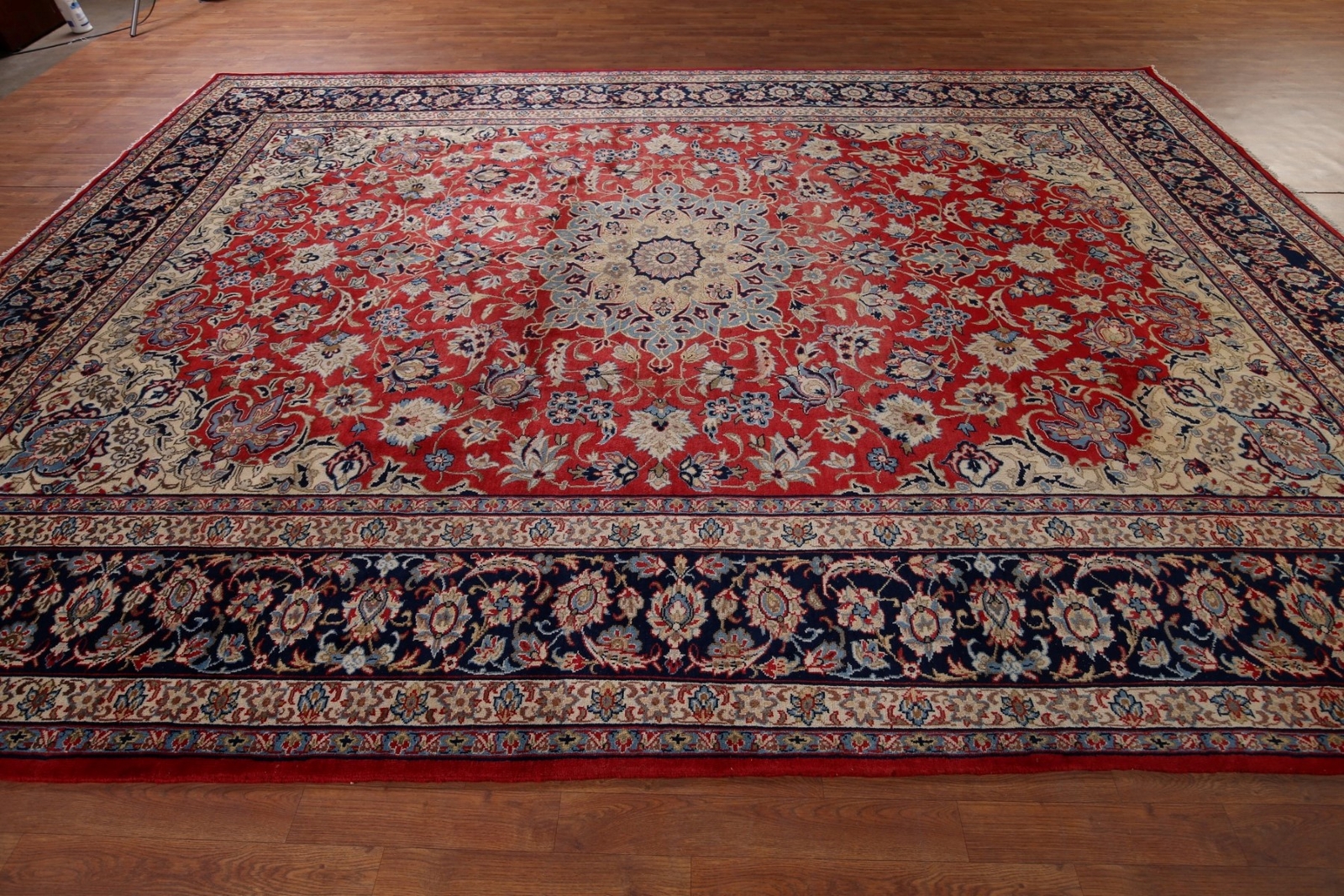 Traditional Najafabad Red/ Navy Blue Area Rug 9×13 Wool Handmade Room Size Rug