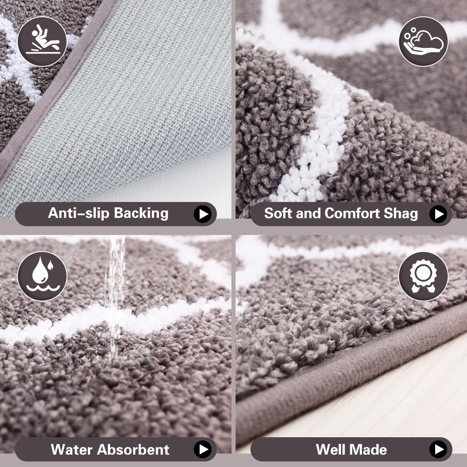 2 Piece Kitchen Rugs and Mats Set Absorbent Microfiber Floor Mats with Non Sl…