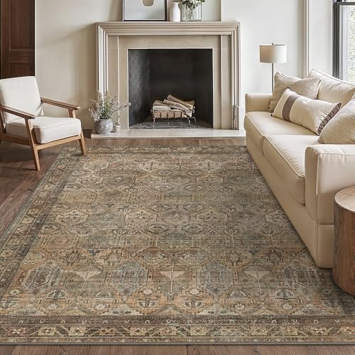 Washable Rug 5×7 Area Rug for Living 5′ x 7′ (Rectangular) Area Warm Taupe