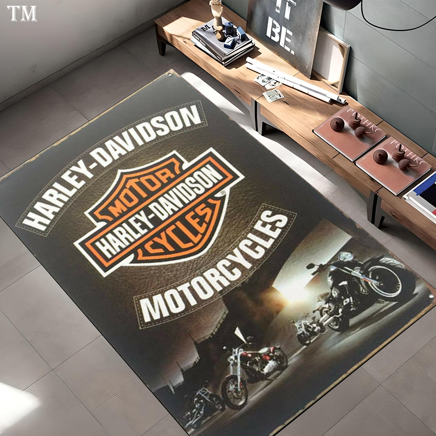 Astra Classic Heavy Cruiser Carpet – Monochrome Motorcycle Room Decor