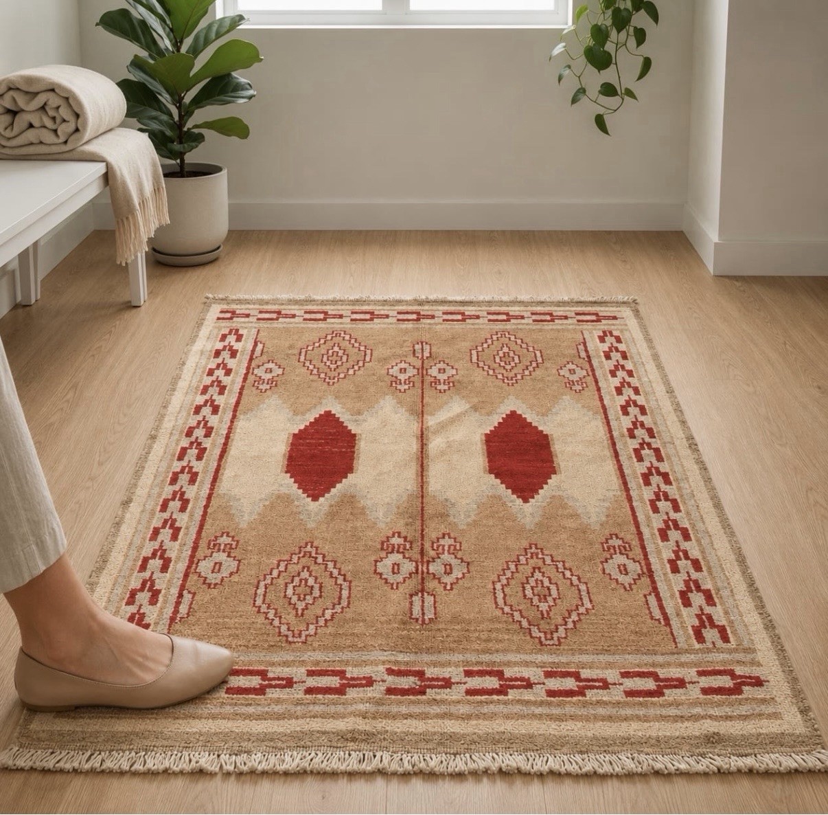 High-quality Hand-woven Wool Rug Durable Gabbeh Rug 6-0x3-11 ft for Living Room