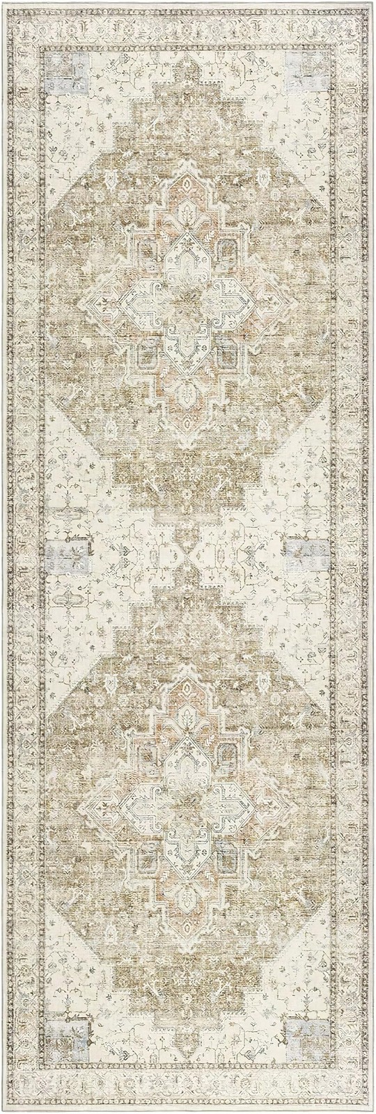 Boho Runners for Hallway 3×10 Non Slip Washable Neutral Rustic Modern Tan
