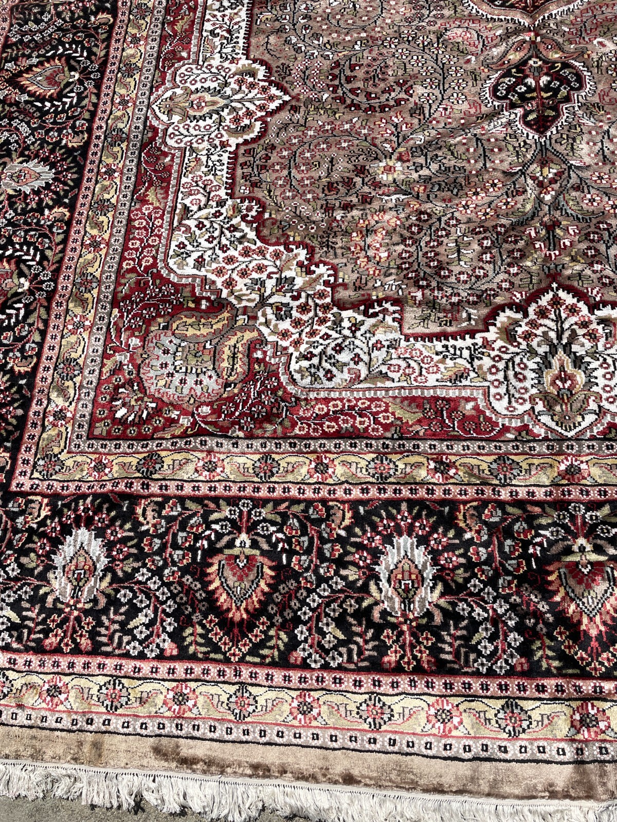 Hand-Woven Silk and Wool Area Rug, 9.1′ x 12.8′