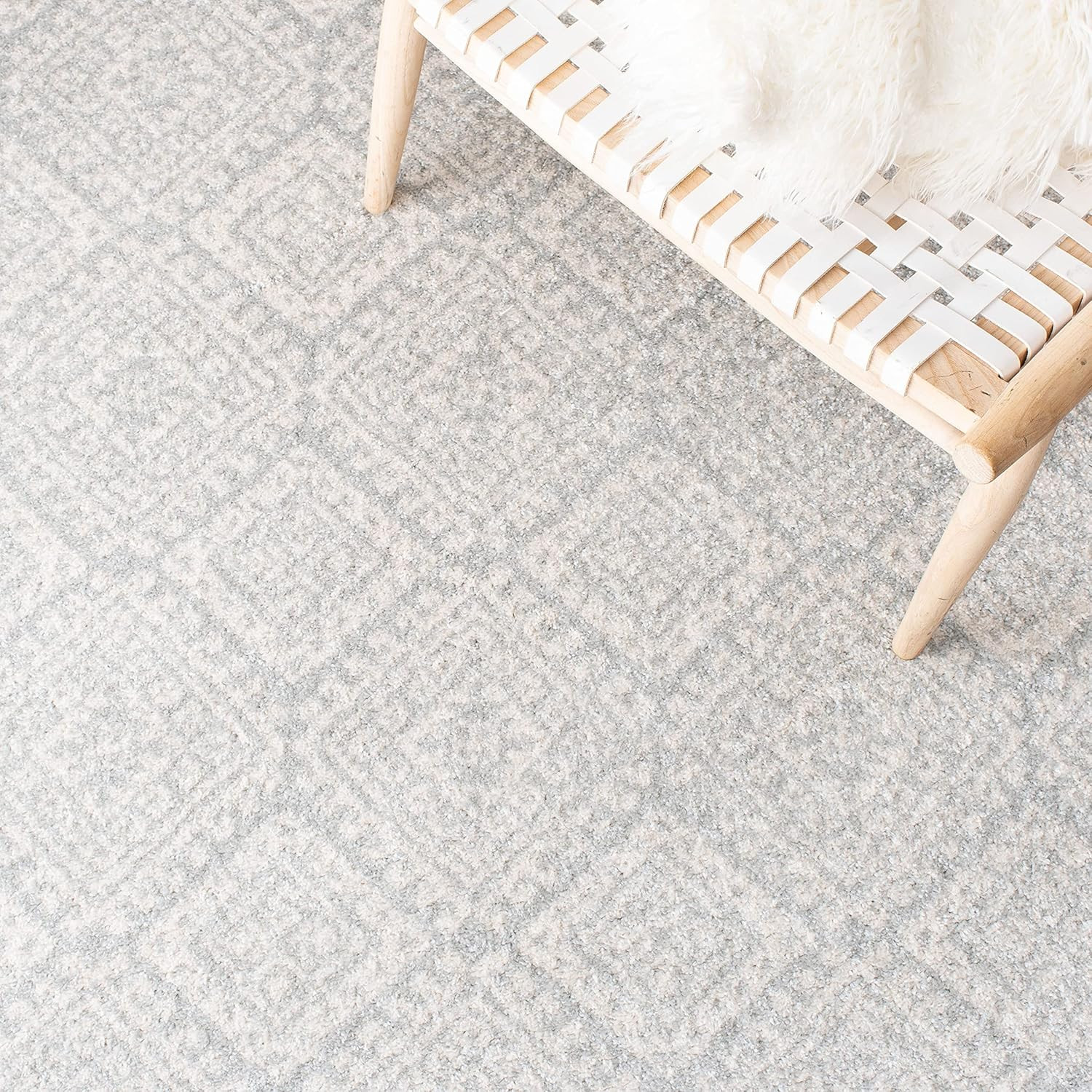 Tulum Collection 8×10 Area Rug – Light Grey & Ivory, Boho Distressed Design