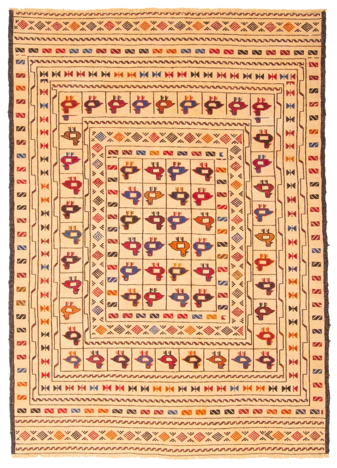 Vintage Hand Woven Area Rug 4’4″ x 6’0″ Traditional Wool Oriental Carpet
