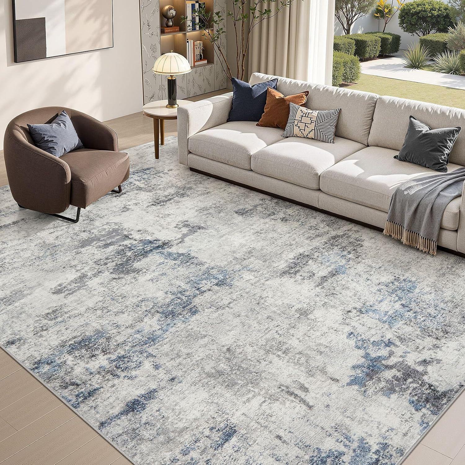 9X12 Area Rug for Living Room, Washable & Non Slip Large Indoor Carpet, Kid & Pe