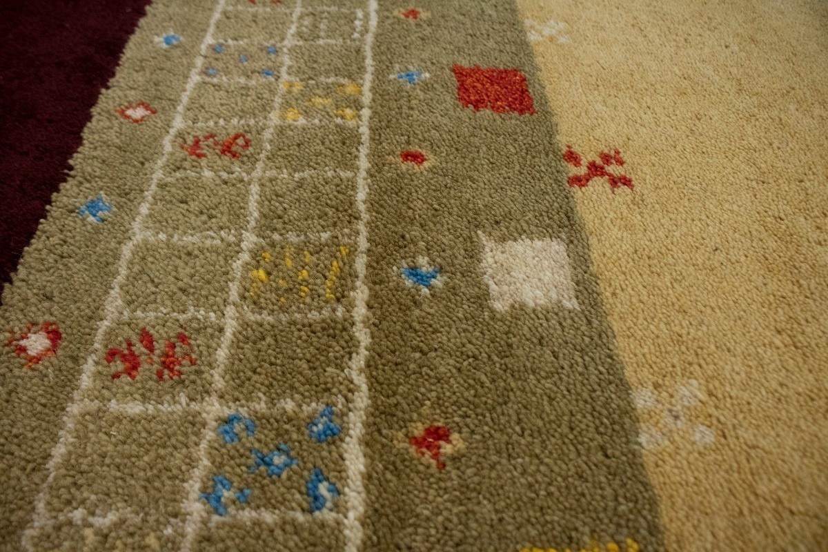 Handmade Multicolored Stripes Indo-Gabbeh Oriental Rug Wool Carpet 5’5X8’4 ft