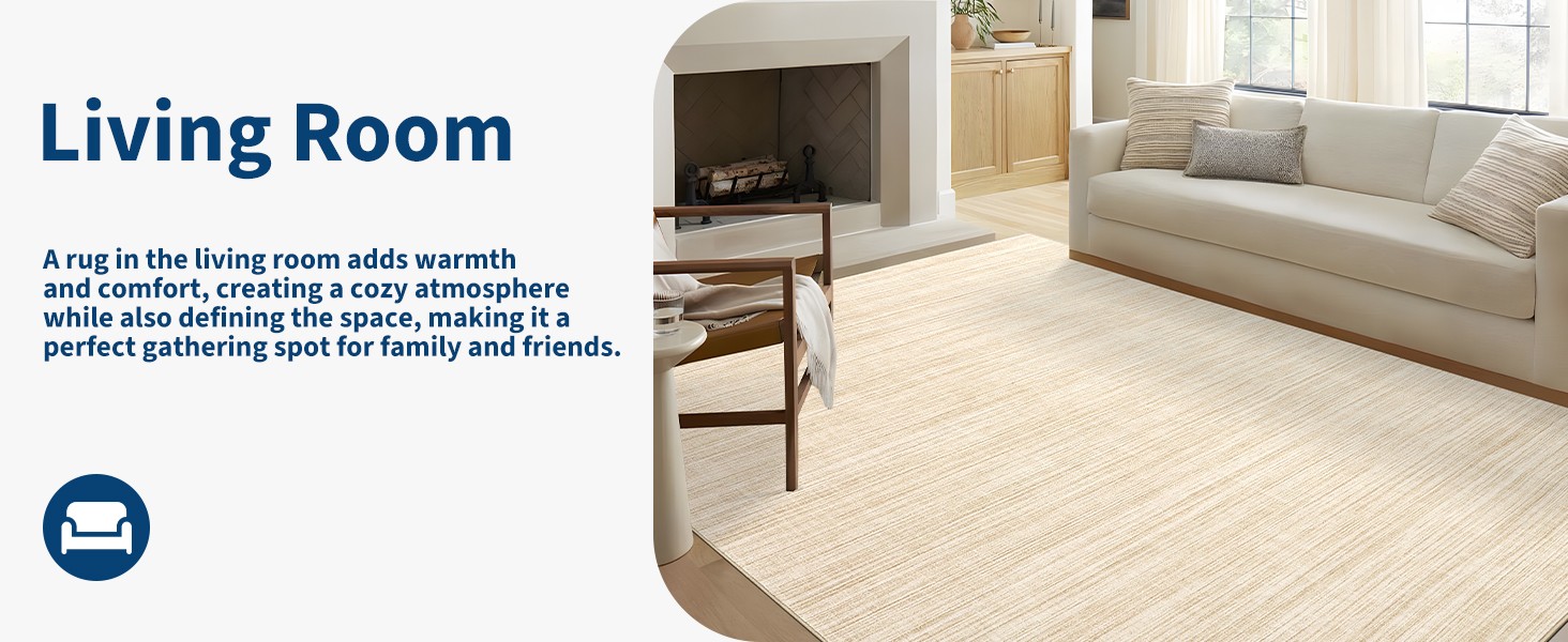 Washable Area Rug 8×10 for Living Room Bedroom Non Slip Minimalist Solid Color