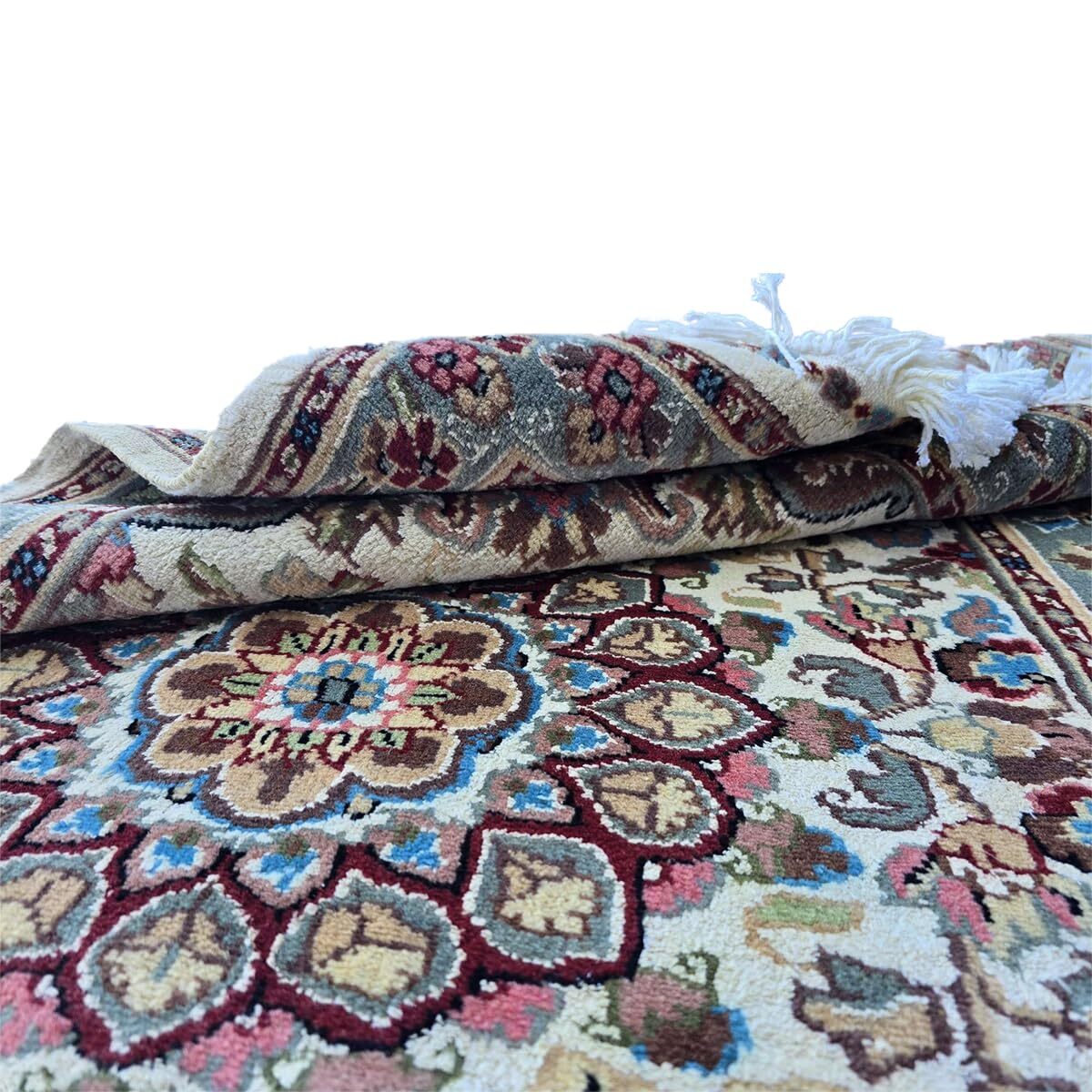 Area Rug Floral Medallion Decor Hand Knotted Wool Silk Indoor Carpet (5.0×3.1)’
