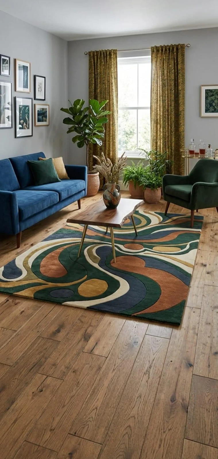 Modern Abstract Area Rug, Handmade Tufted Carpet, Colorful Living Room Rug