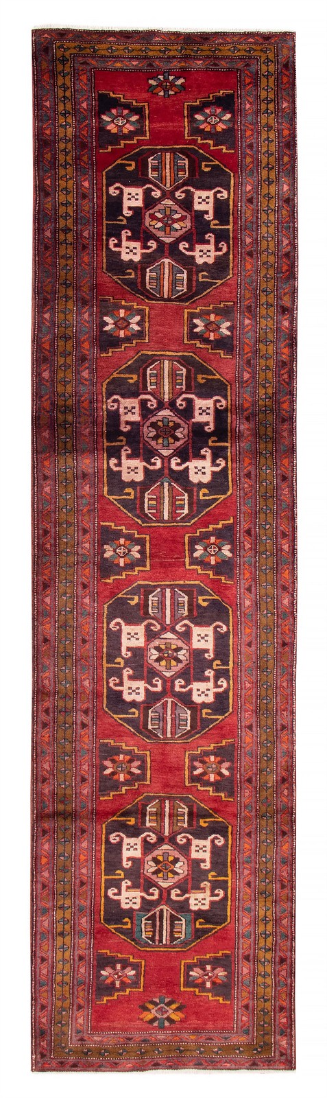 3’7″ x 13’11” Vintage Hand-knotted Runner Rug Traditional Oriental Wool Carpet