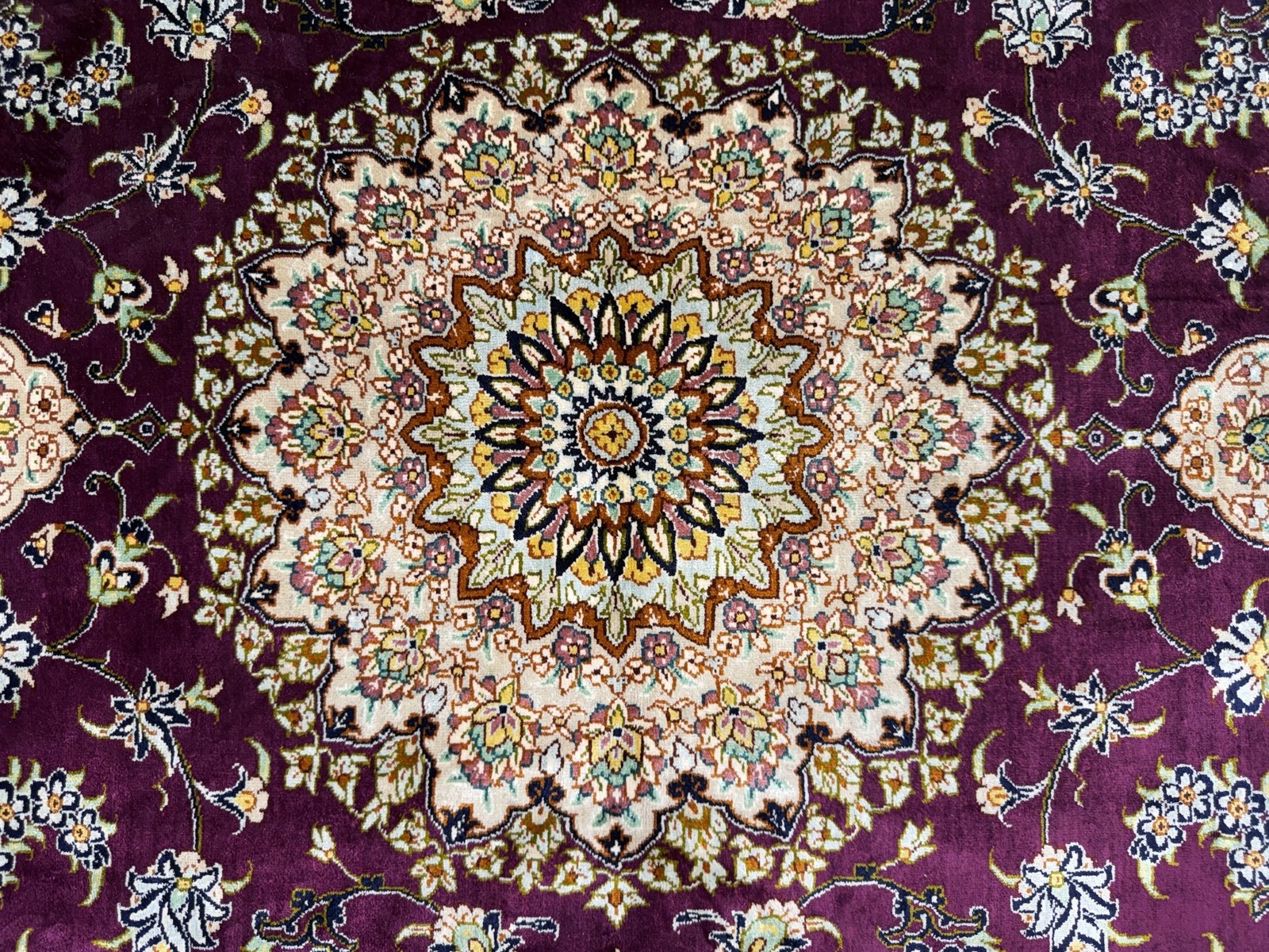 3×5 Luxurious Fine Hand-Knotted 100% Silk Signed Persiane Qume Rug Handmade