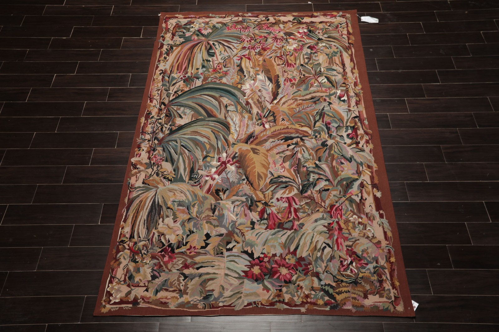 5’9”x8’10” Hand Woven Wool Ivory French Aubusson Tapestry Traditional Rug