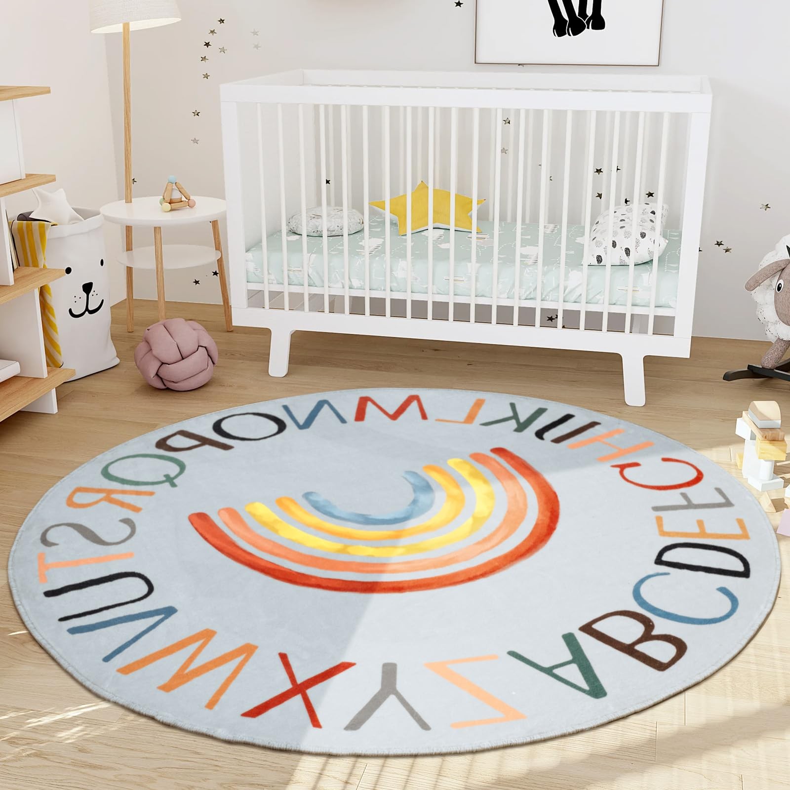 Truqual rug Grey 4’11” Round Alphabet