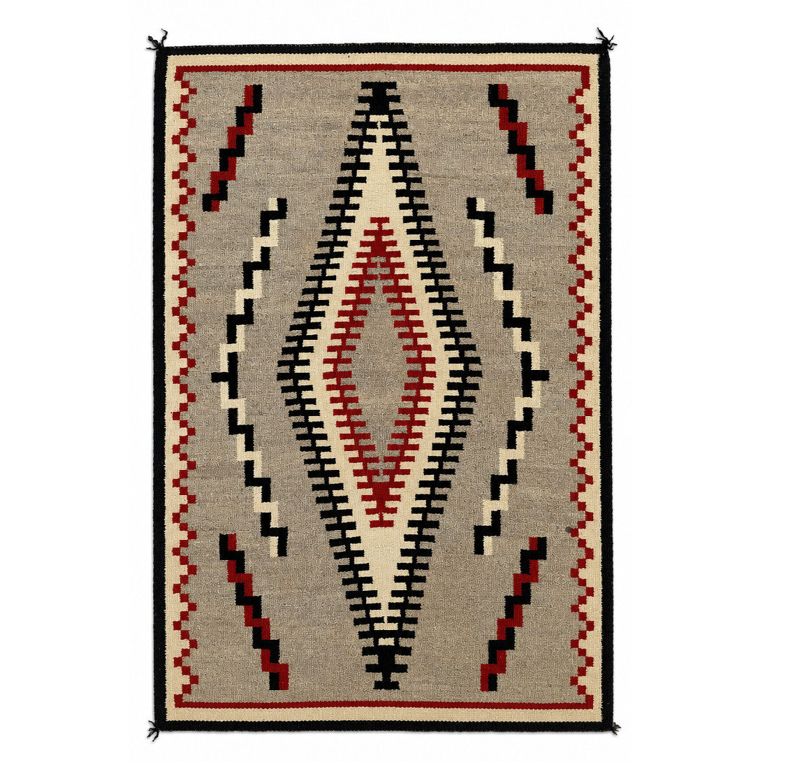 9×12 Wool Navajo Rug Native American Southwestern Kilim Rug Red Grey Mexican Rug