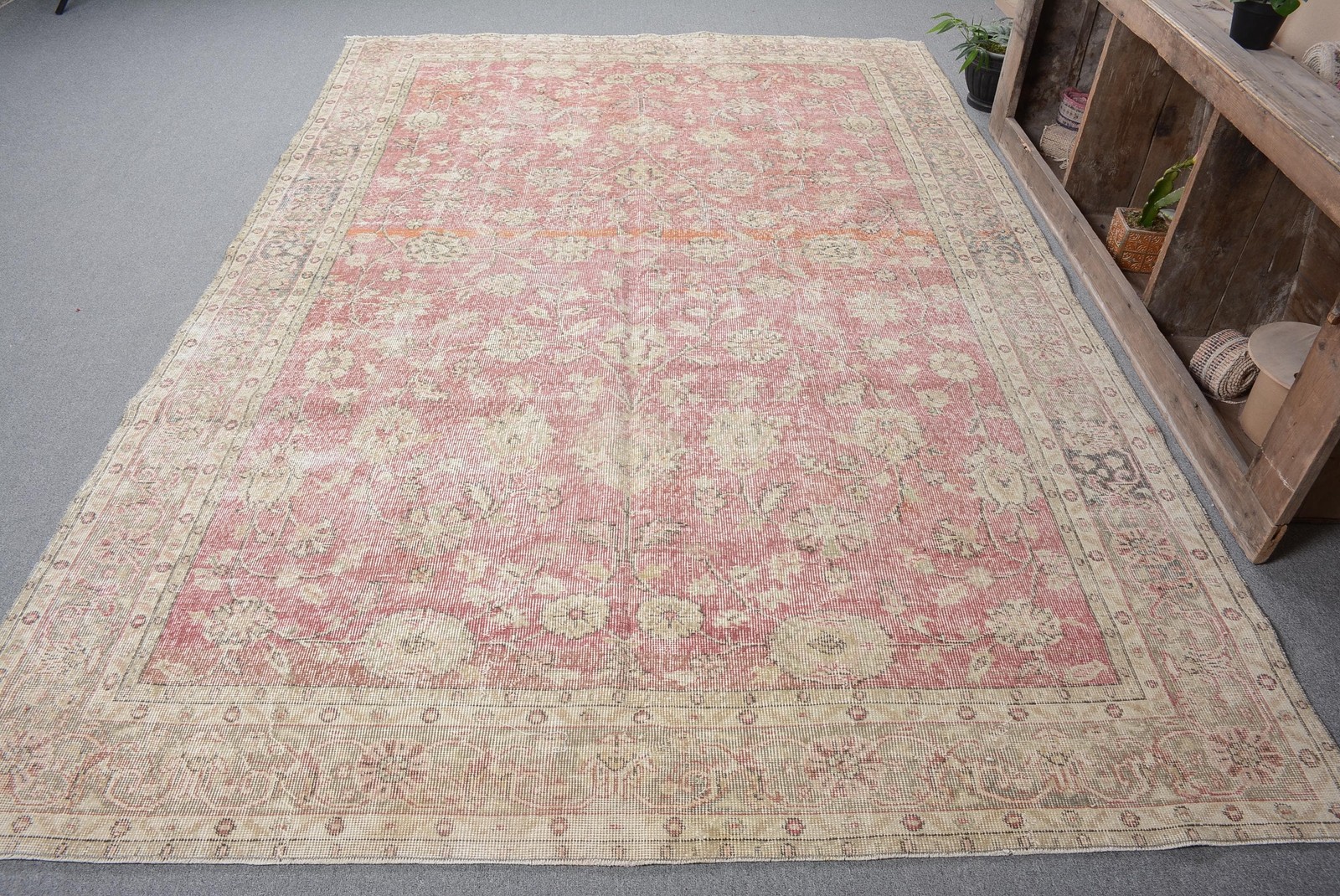 6,7×10,1 ft Vintage Rug, Large Turkish Rug, Red Oriental Rug