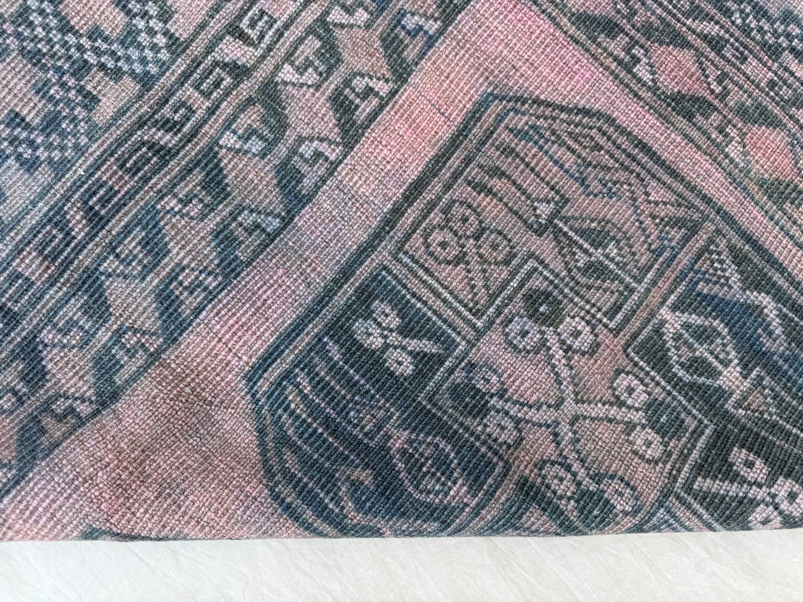 6×9 Faded Afghan Ersari Rug Hand Knotted Octagonal Gul Tribal Wool Carpet