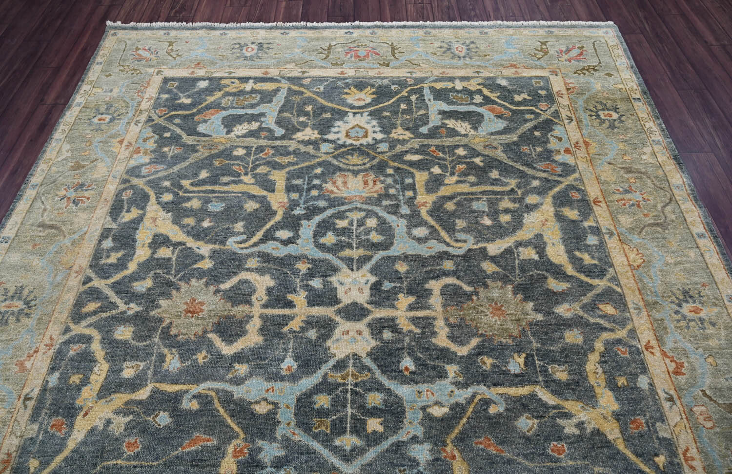 LoomBloom Multi Size Blue Hand Knotted Traditional Oushak Wool Area Rug