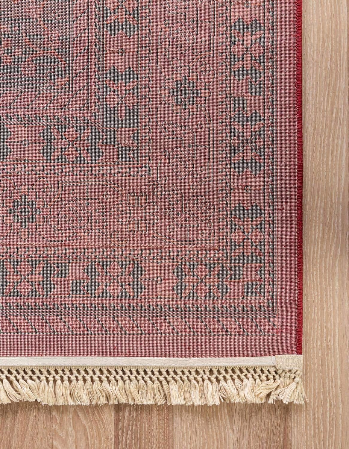 Sheibani Tekke Collection Area Rug – 6’1″ x 9′ Red/Black Rectangle