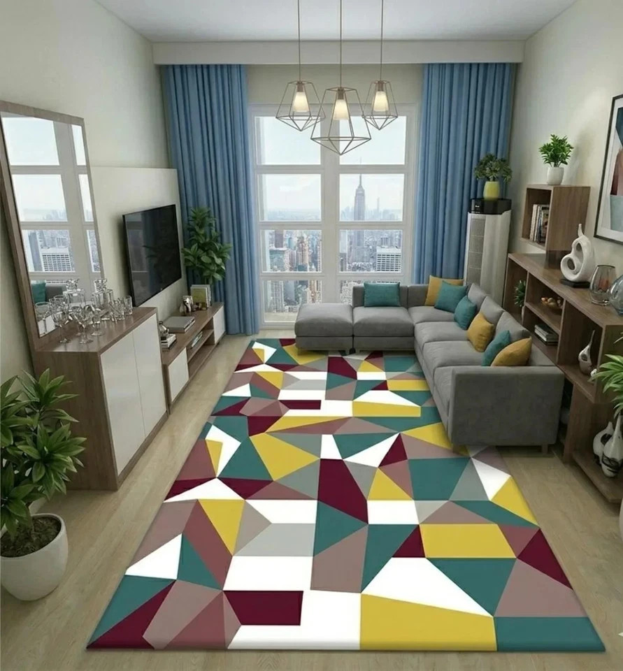 Hand Tufted Geometric Wool Rug Modern Abstract Area Carpet Scandinavian Rug