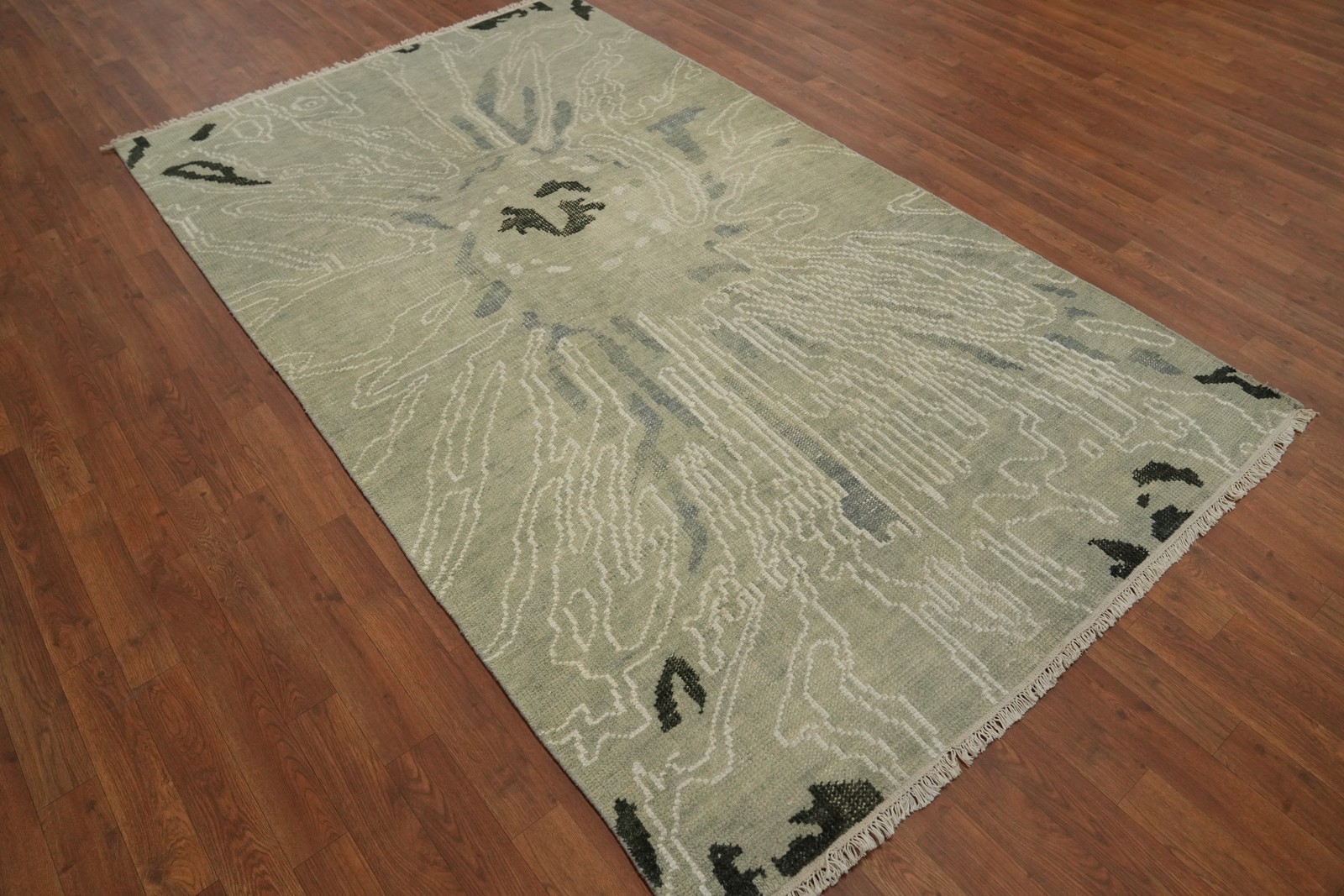 Abstract Modern Wool Living Room Area Rug 5×8 ft Hand-knotted