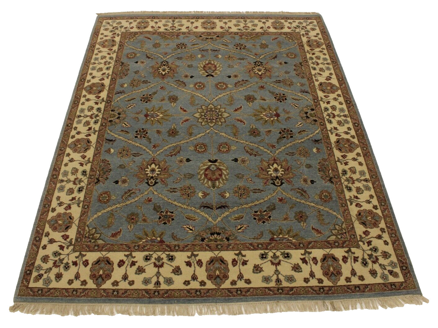 8×10 Indian Vegetable Dye Traditional Area Hand Knotted Oriental Wool Rug