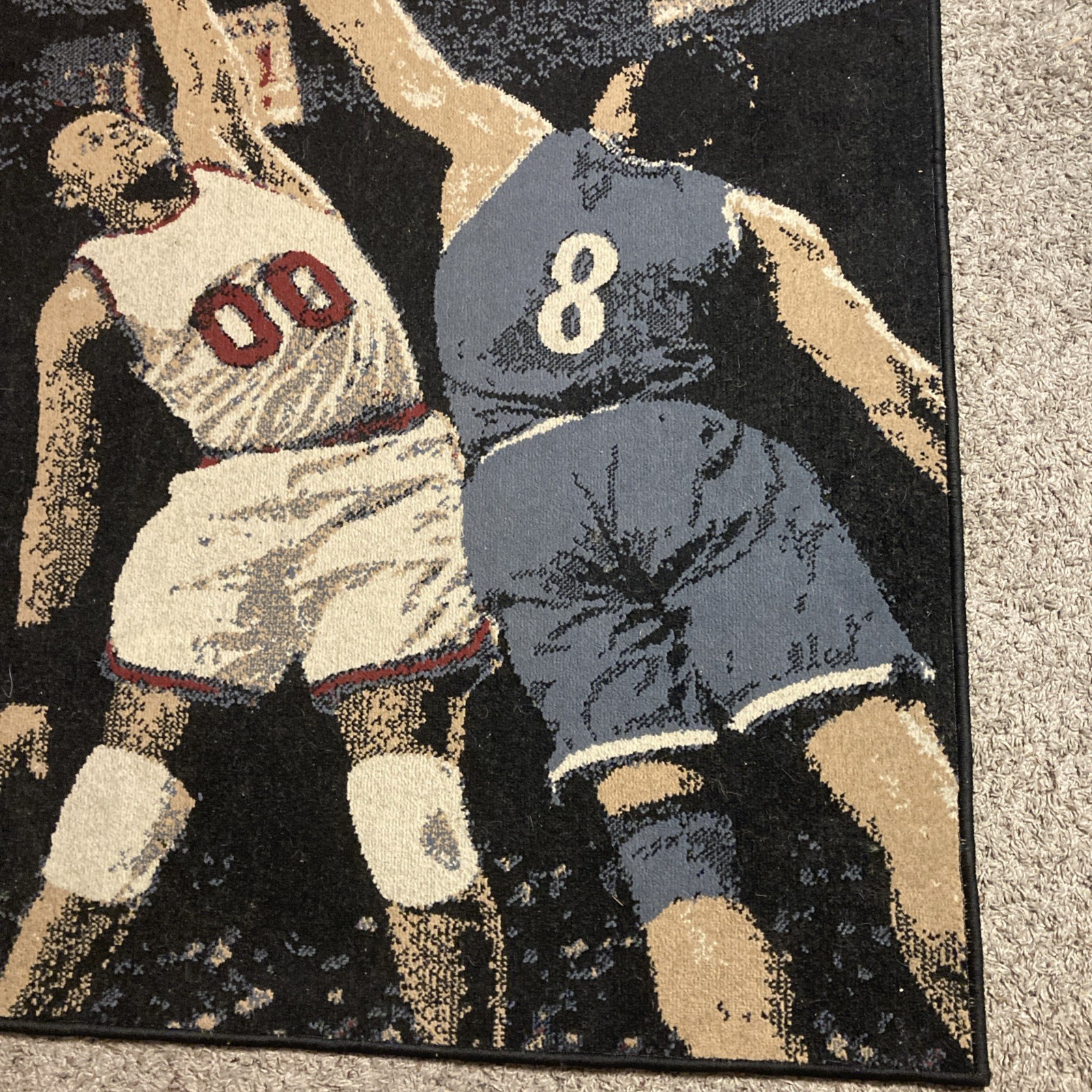 Basketball Area Rug Pixel Graphic Art Generic Ballers Meeting At The Rim 55×39”