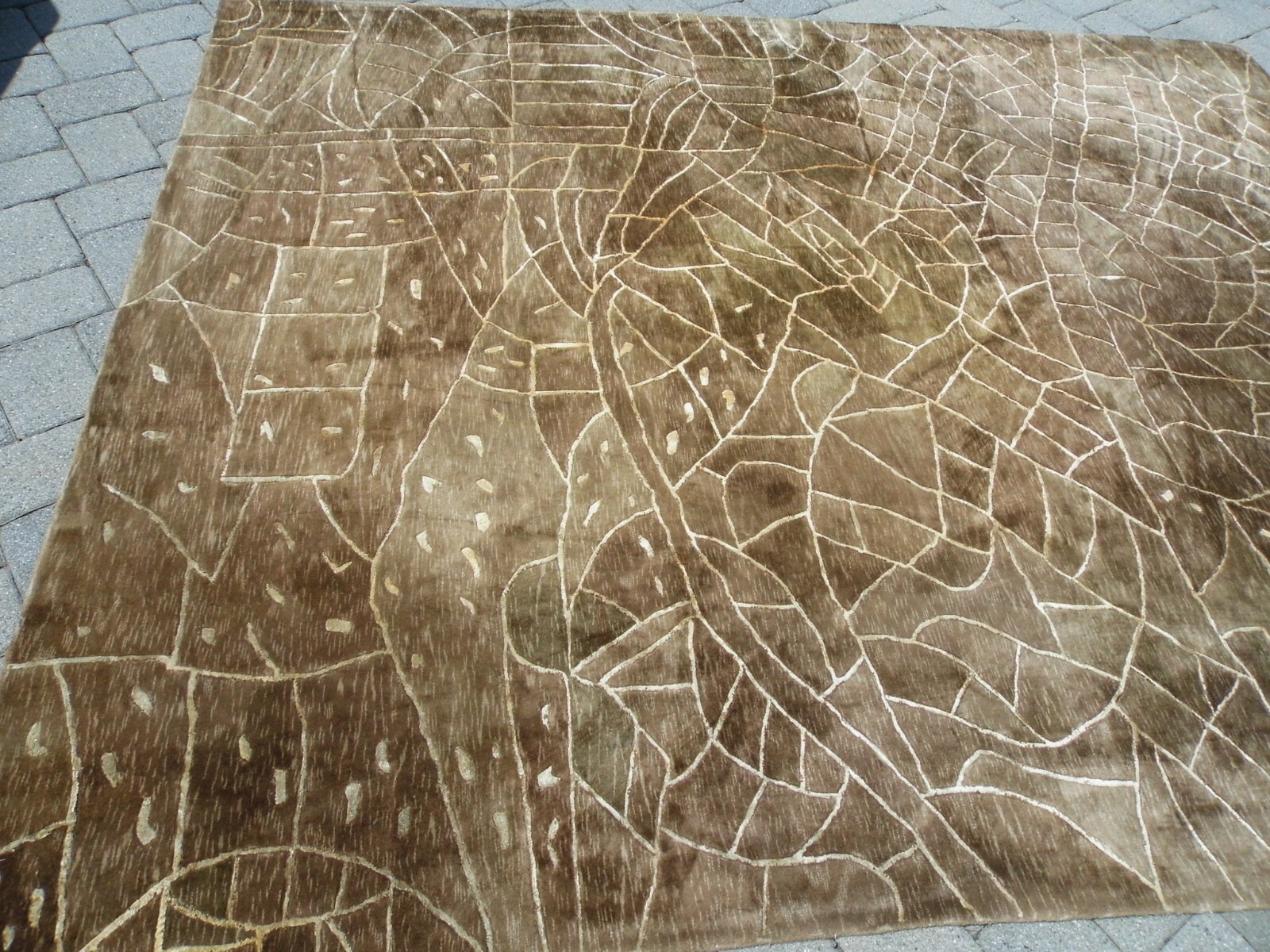 AREA RUG CARPET DECOR MODERN CONTEMPORARY OLIVE TAN 9 *9 7* 10 HOUSE OFFICE