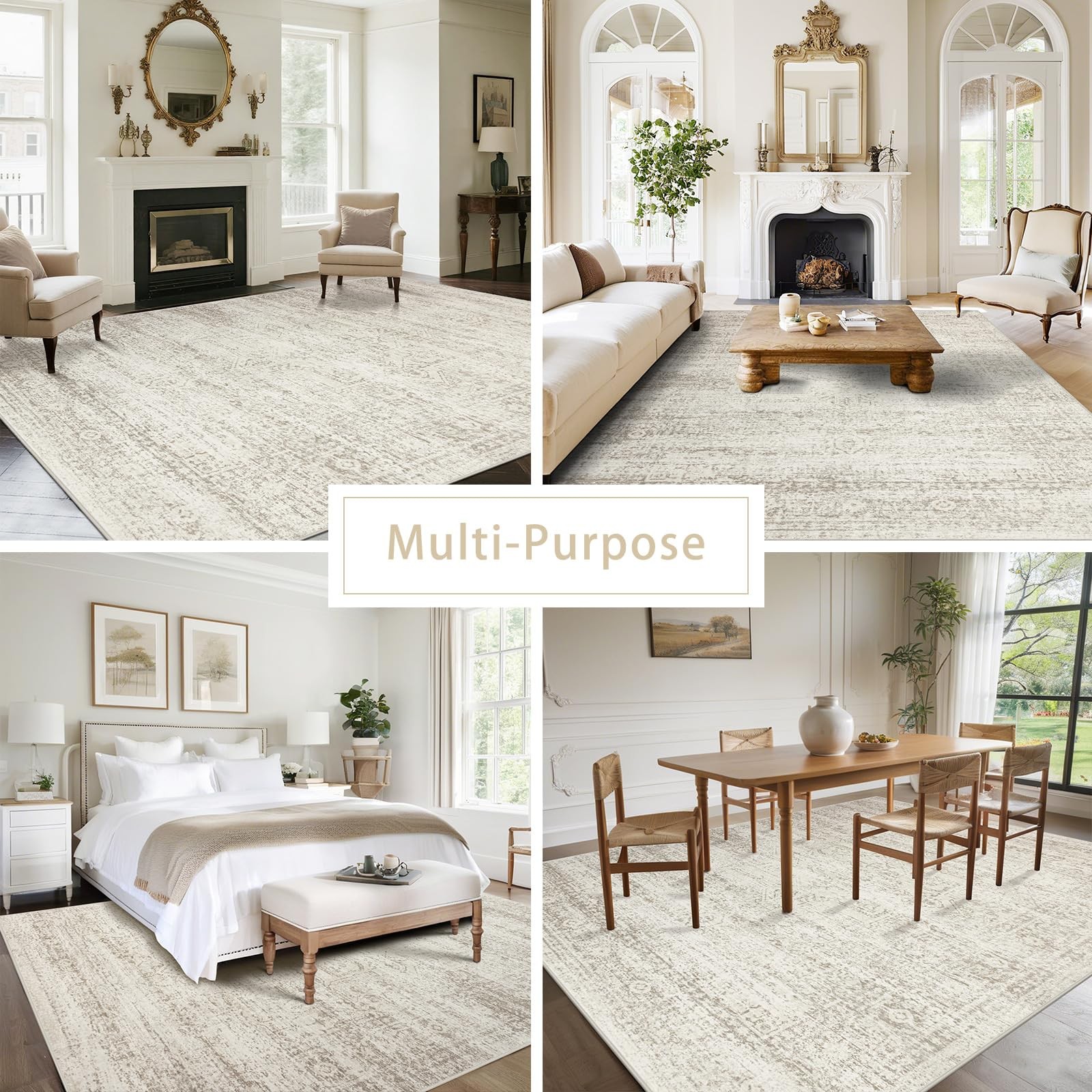 Washable Rugs 8×10 Area Rugs for Living Room Bedroom Dining Room Carpet Ultra