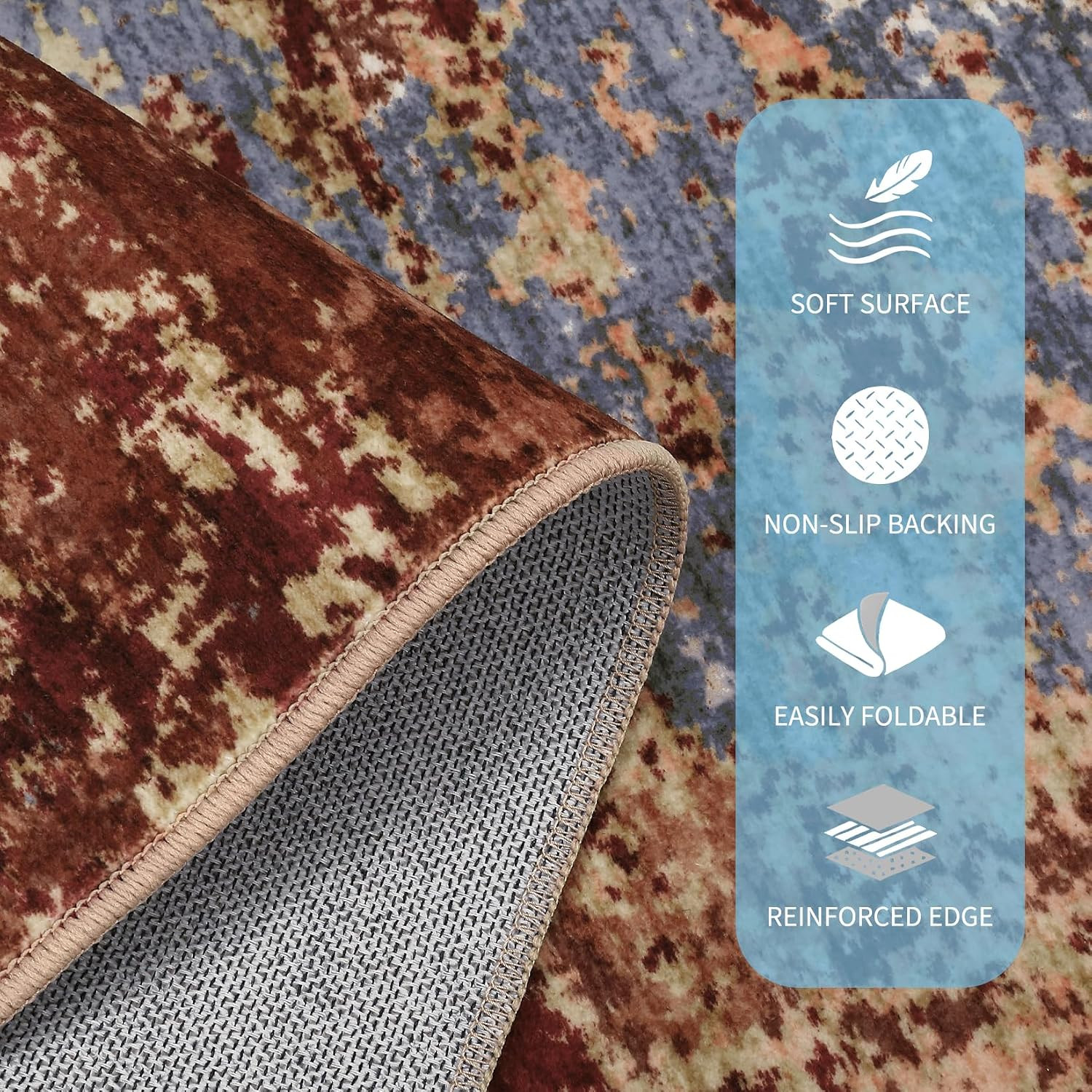 Abstract Living Room Rug 8X10 Ultra-Soft Contemporary Carpet, Large Non-Shedding