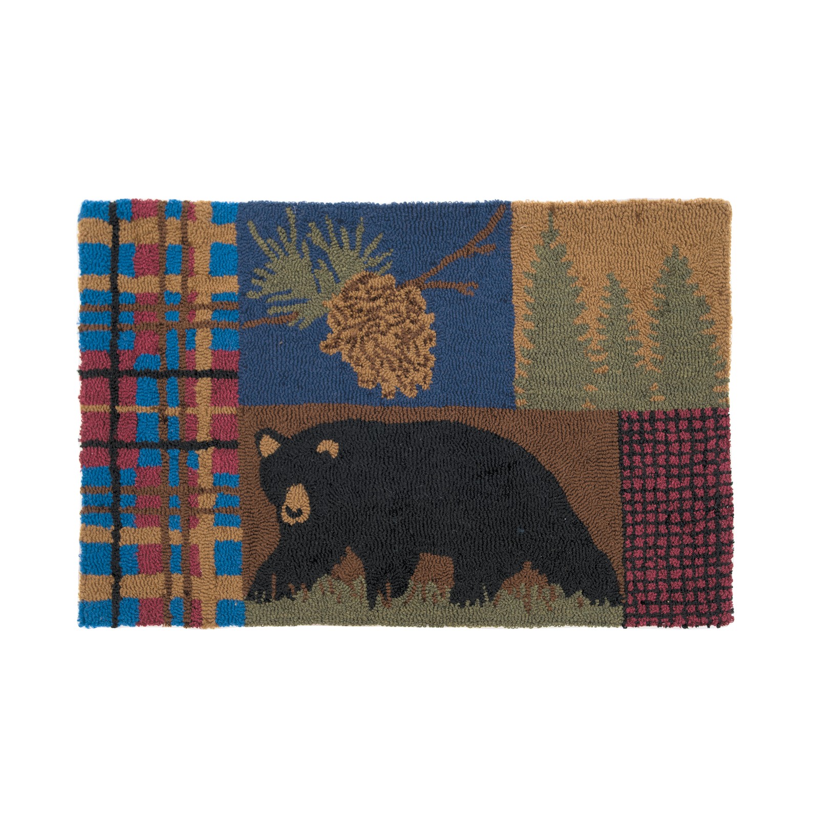 1’10” x 2’10” Rutherford Bear Cabin Lodge Hooked Rug