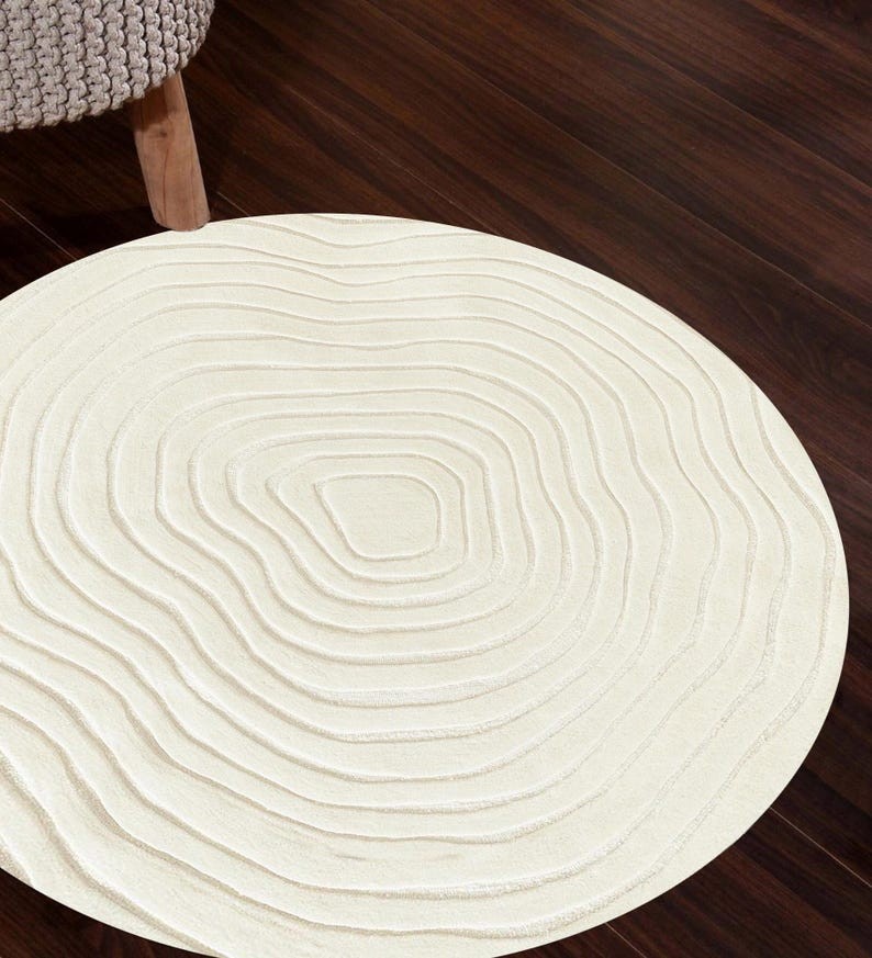 3D Embossed Design Modern Round Textured Area Rug – Soft Carpet for Living Room