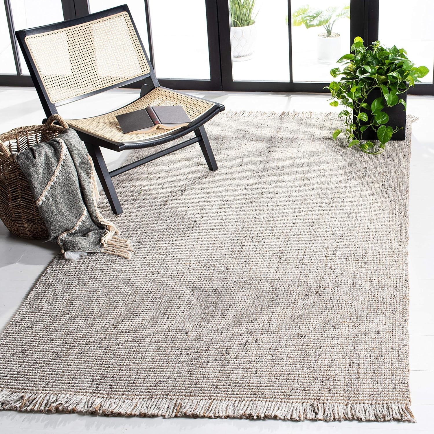 Handmade Silver & Natural Jute Area Rug 6′ x 9′ – Perfect for High Traffic Areas