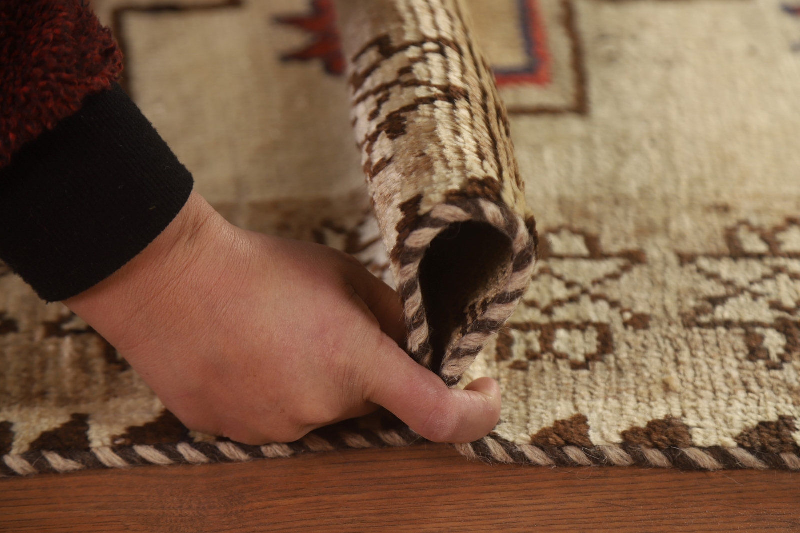 Vintage Ivory Wool Handmade Geometric Gabbeh Area Rug 4×7 Tribal Traditional Rug