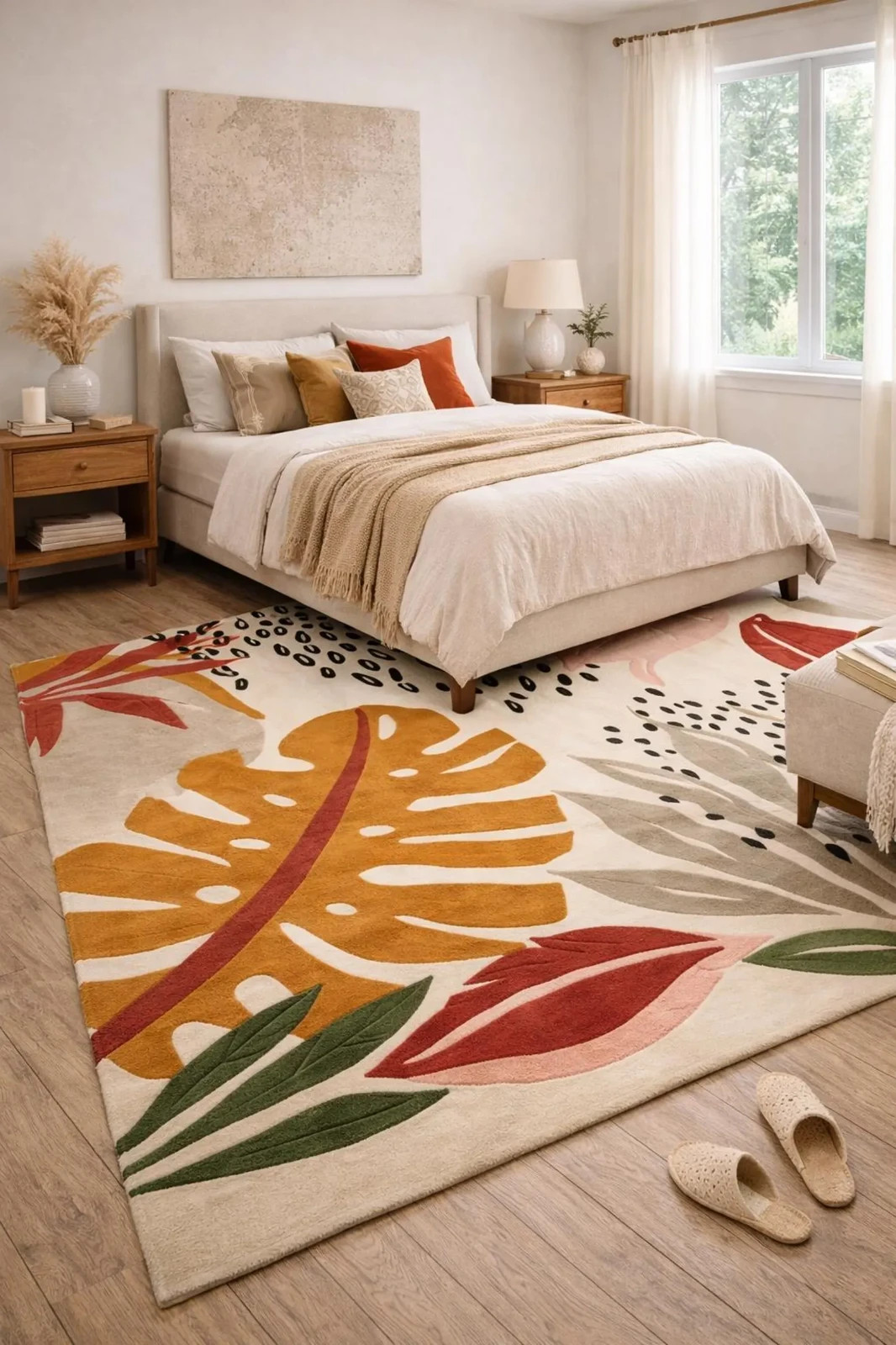 5×7 and-Tufted Botanical Art Rug with Pencil Carving – 12 mm Plush Pile | Modern