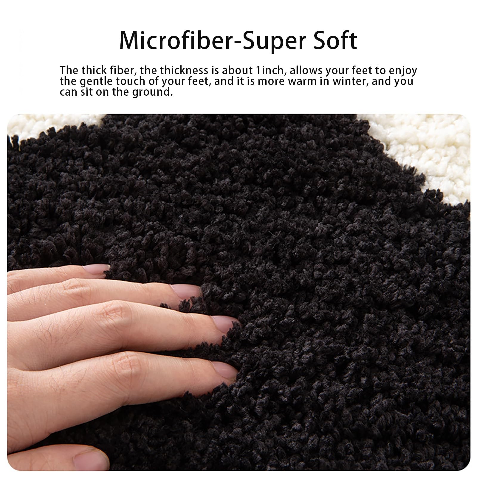 Black Football Rug Bedroom Cute Sports Area Soft Tufted Bath Mat Non Slip